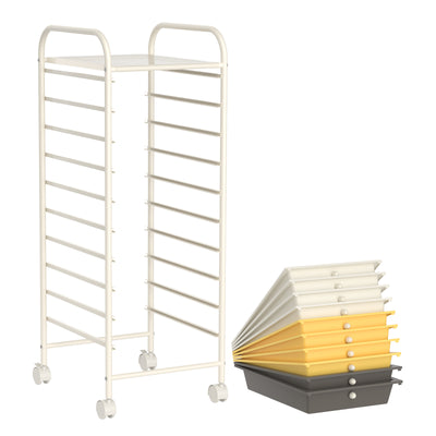 10 Drawer Rolling Storage Cart Organizer with 4 Universal Casters-Yellow