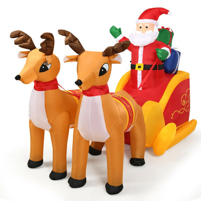 7.5 Feet Waterproof Outdoor Inflatable Santa with Double Deer and Sled