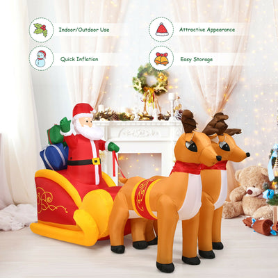 7.5 Feet Waterproof Outdoor Inflatable Santa with Double Deer and Sled