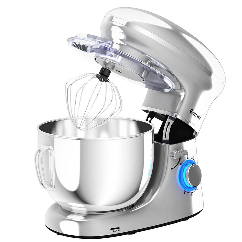 6.3 Quart Tilt-Head Food Stand Mixer 6 Speed 660W-Silver