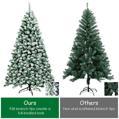 6 Feet Pre-Lit Premium Snow Flocked Hinged Artificial Christmas Tree