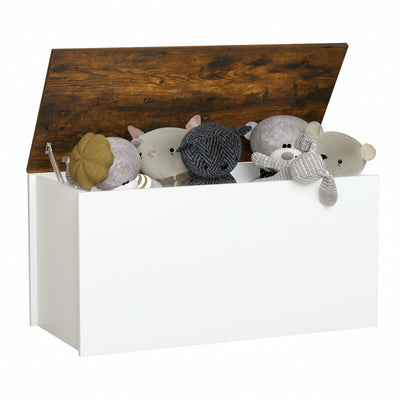 Flip-top Storage Chest with Self-hold Cover and Pneumatic Rod-White