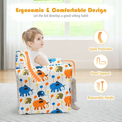 Kids Elephant Upholstered Sofa with Armrest