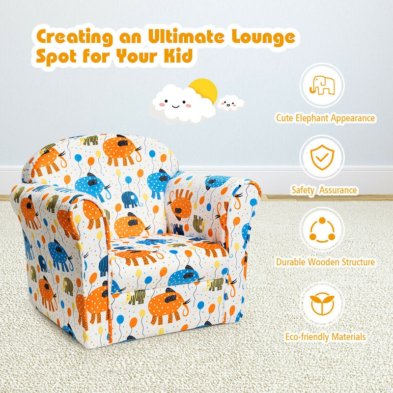 Kids Elephant Upholstered Sofa with Armrest