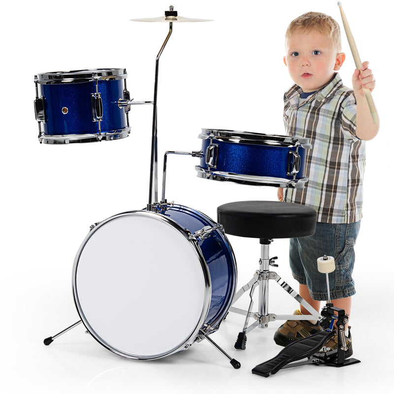 5 Pieces Junior Drum Set with 5 Drums-Blue