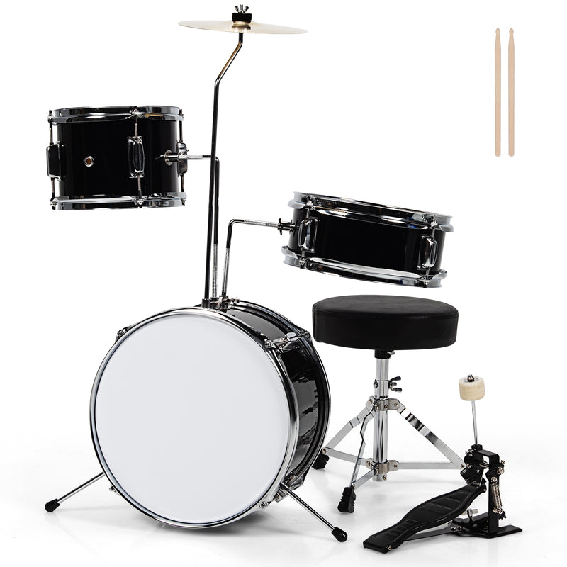 5 Pieces Junior Drum Set with 5 Drums-Black