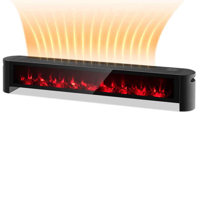 1400W Electric Baseboard Heater with Realistic Multicolor Flame-Black