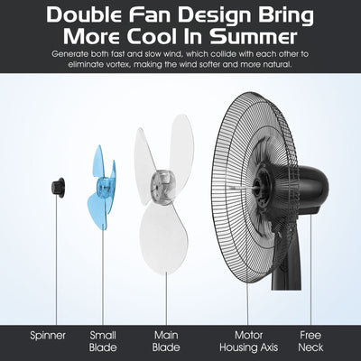 18 Inch Adjustable Height Fan with Quiet Oscillating Stand for Home and Office