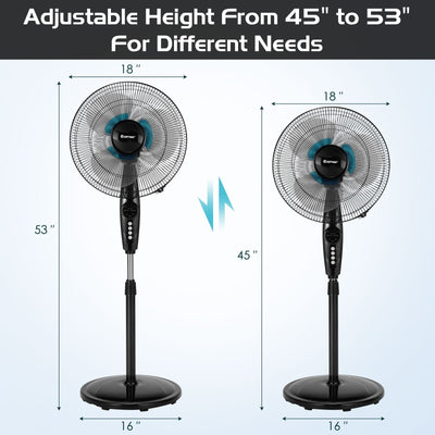 18 Inch Adjustable Height Fan with Quiet Oscillating Stand for Home and Office