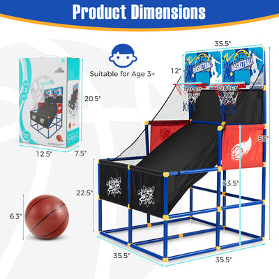 Kids Arcade Basketball Game Set with 4 Basketballs and Ball Pump