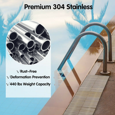 3 Step Stainless Steel Swimming Pool Ladder Handrail for Pool