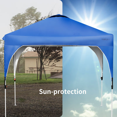 8 Feet x 8 Feet Outdoor Pop Up Tent Canopy Camping Sun Shelter with Roller Bag-Blue