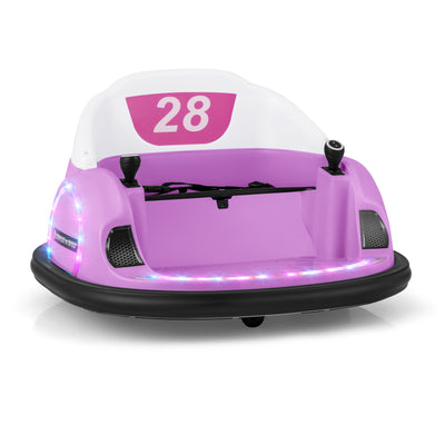 12V 360° Ride on Bumper Car for Toddlers with Remote Control-Pink