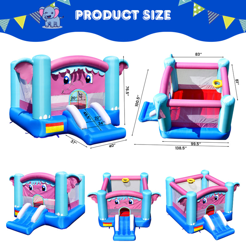 3-in-1 Elephant Theme Inflatable Castle without Blower