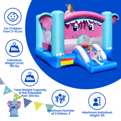 3-in-1 Elephant Theme Inflatable Castle without Blower