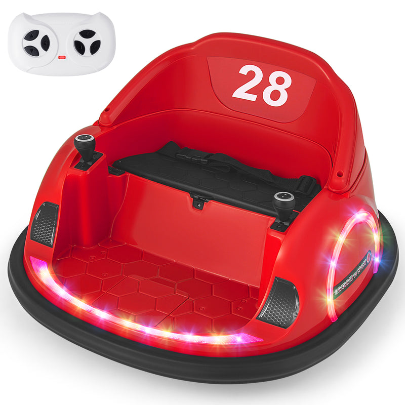 12V 360° Ride on Bumper Car for Toddlers with Remote Control-Red