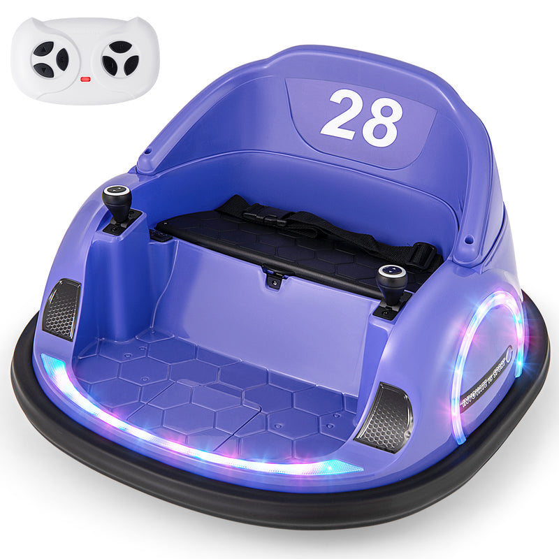 12V 360° Ride on Bumper Car for Toddlers with Remote Control-Purple