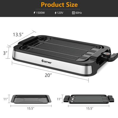 1500W Smokeless Indoor Grill Electric Griddle with Non-stick Cooking Plate