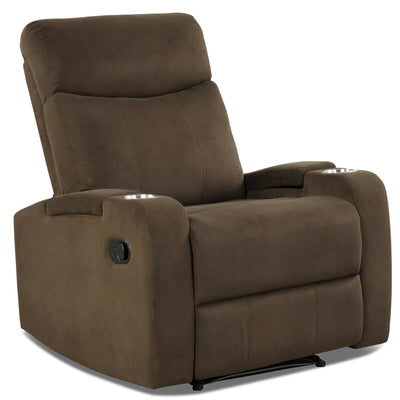 Recliner Chair Single Sofa Lounger with Arm Storage and Cup Holder for Living Room-Coffee