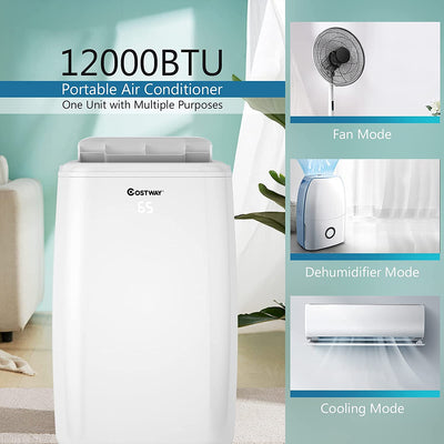 1 2000 BTU Portable Air Conditioner Multifunctional Air Cooler with Remote-White