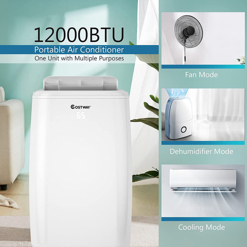 1 2000 BTU Portable Air Conditioner Multifunctional Air Cooler with Remote-White