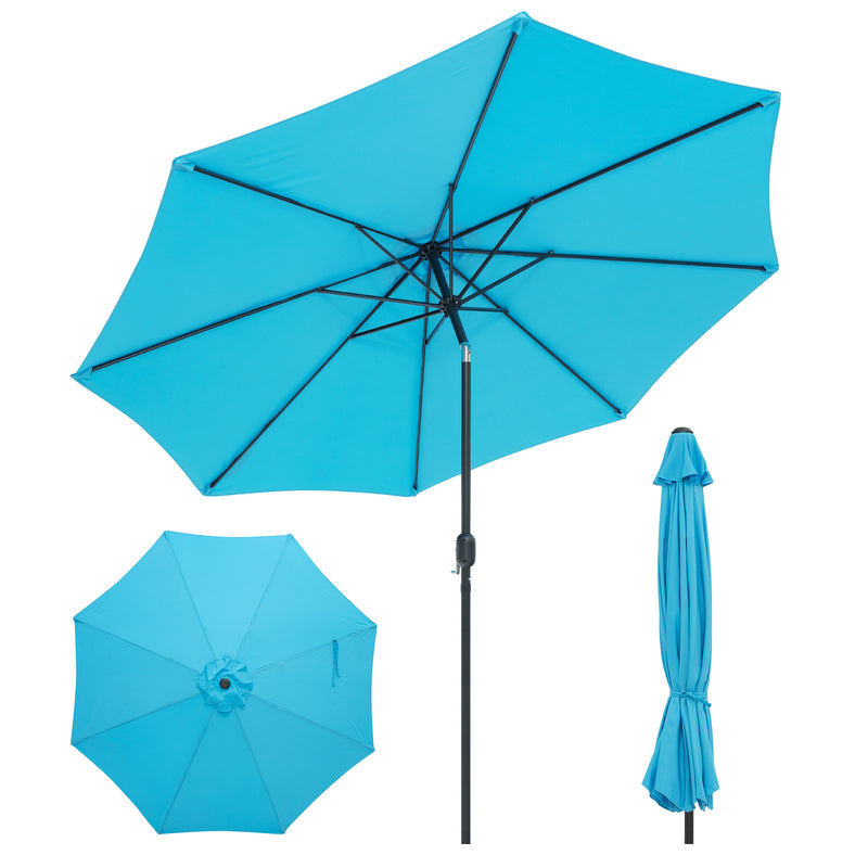 10 Feet Outdoor Patio Umbrella with Tilt Adjustment and Crank-Blue