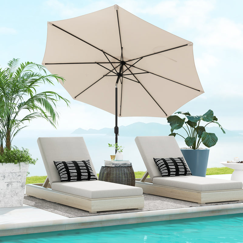 10 Feet Outdoor Patio Umbrella with Tilt Adjustment and Crank-Beige