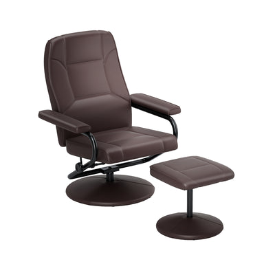 Swivel Lounge Chair Recliner with Ottoman-Brown