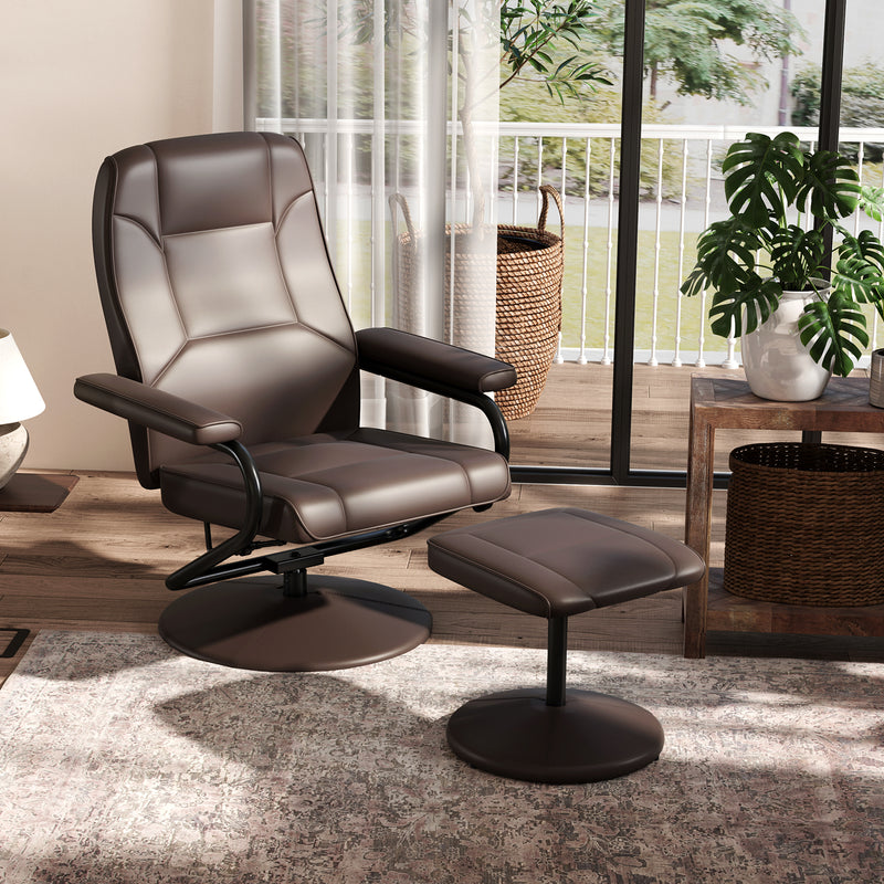 Swivel Lounge Chair Recliner with Ottoman-Brown