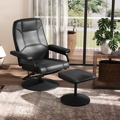 Swivel Lounge Chair Recliner with Ottoman-Black