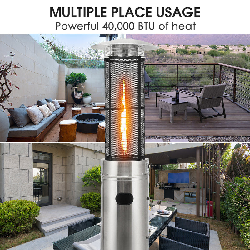 40000 BTU Stainless Steel Round Glass Tube Patio Heaters