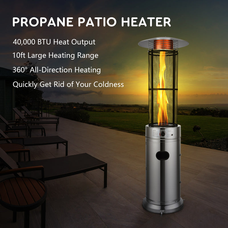 40000 BTU Stainless Steel Round Glass Tube Patio Heaters