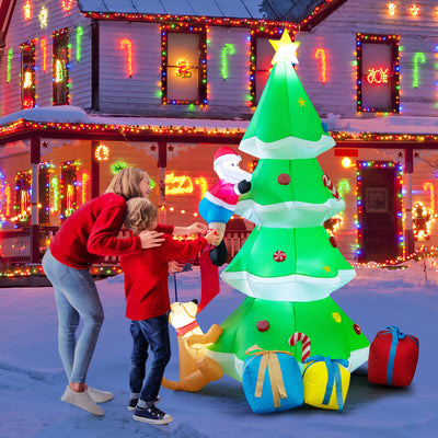 7 Feet Inflatable Christmas Tree with Santa Claus and Dog