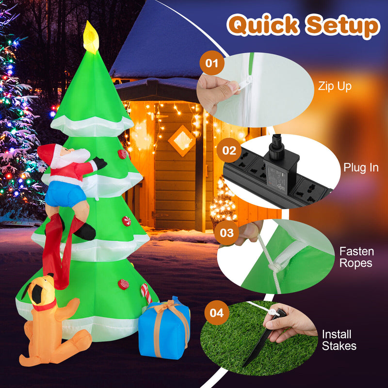 7 Feet Inflatable Christmas Tree with Santa Claus and Dog