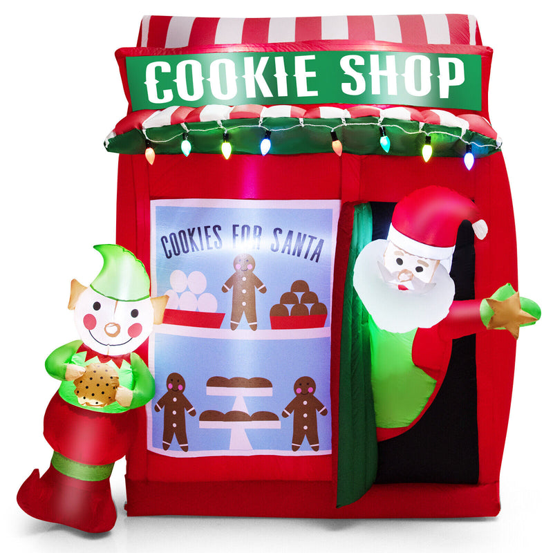 6.3 Feet Inflatable Gingerbread Cookie Shop with Santa Claus