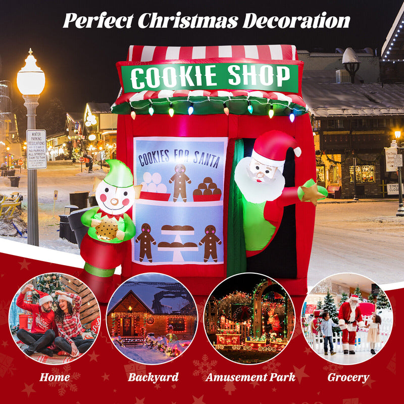 6.3 Feet Inflatable Gingerbread Cookie Shop with Santa Claus