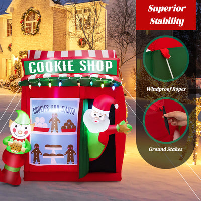 6.3 Feet Inflatable Gingerbread Cookie Shop with Santa Claus