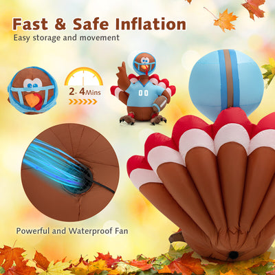 5 Feet Inflatable Thanksgiving Turkey Football Player with Lights