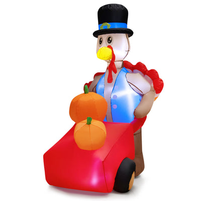 6 Feet Thanksgiving Inflatable Turkey Pushing Pumpkin Cart