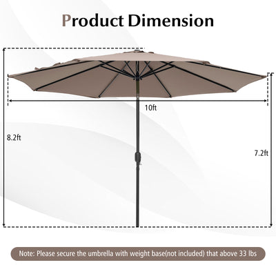 10 Feet Outdoor Patio Umbrella with Tilt Adjustment and Crank-Tan