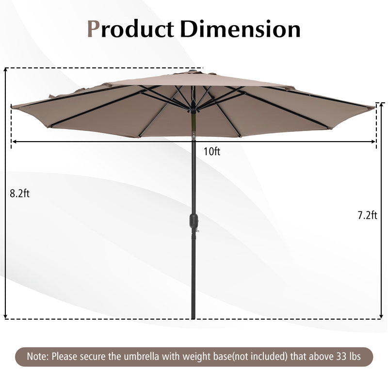 10 Feet Outdoor Patio Umbrella with Tilt Adjustment and Crank-Tan