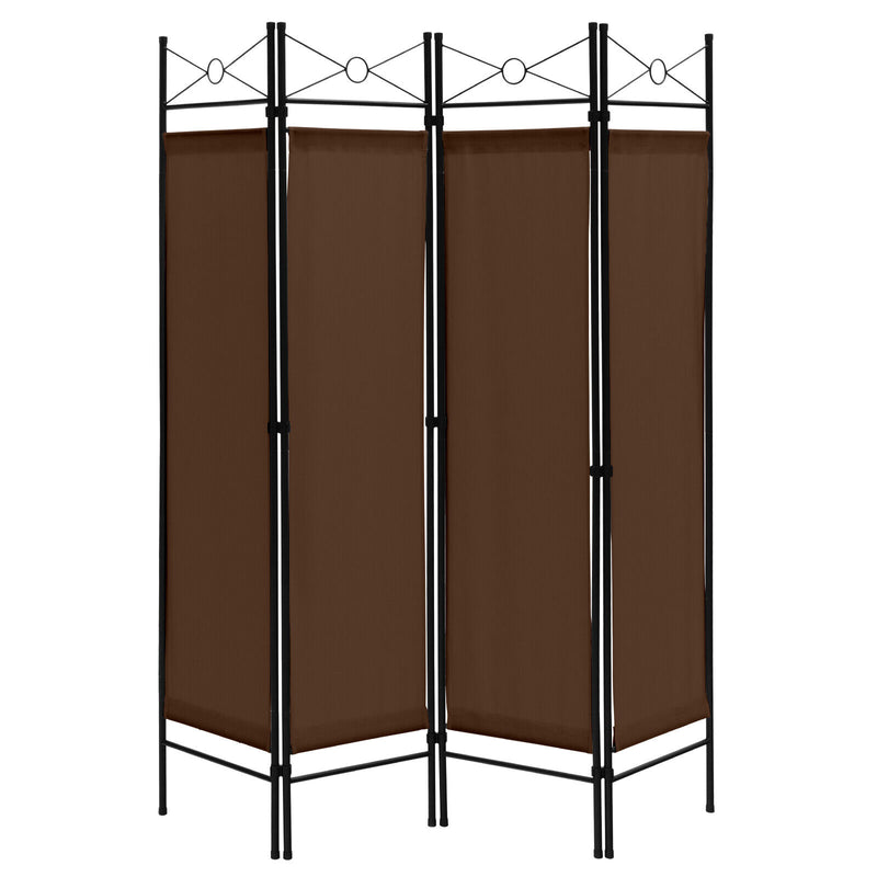 6 Feet 4-Panel Folding Freestanding Room Divider-Brown