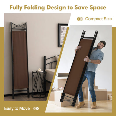 6 Feet 4-Panel Folding Freestanding Room Divider-Brown