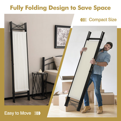 6 Feet 4-Panel Folding Freestanding Room Divider-White