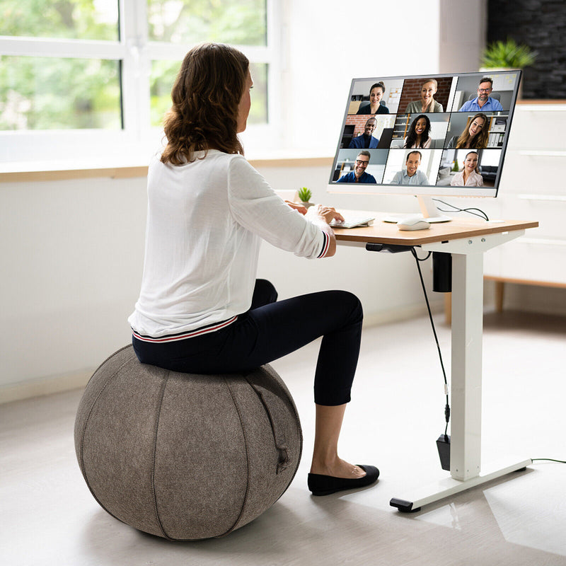 Yoga Sitting Ball with Felt Cover and Air Pump-Brown