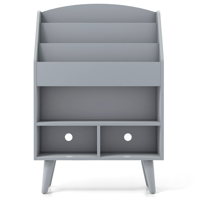 Kids Bookshelf with Open Compartment for Toddlers 3+ Years Old-Gray