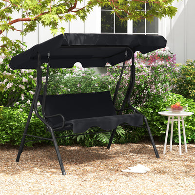 3 Seats Patio Canopy Swing-Black