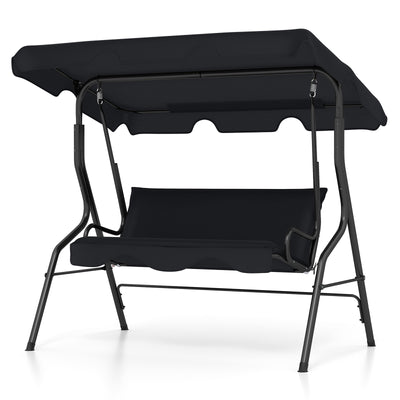 3 Seats Patio Canopy Swing-Black