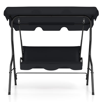 3 Seats Patio Canopy Swing-Black