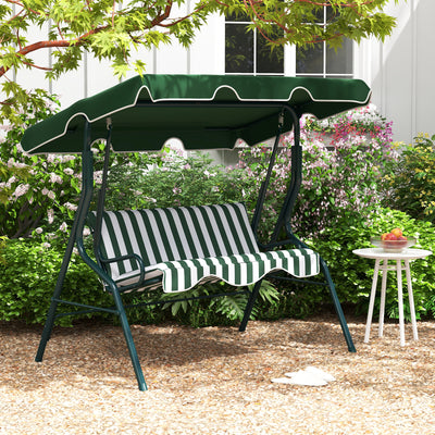 3 Seats Patio Canopy Swing-Green